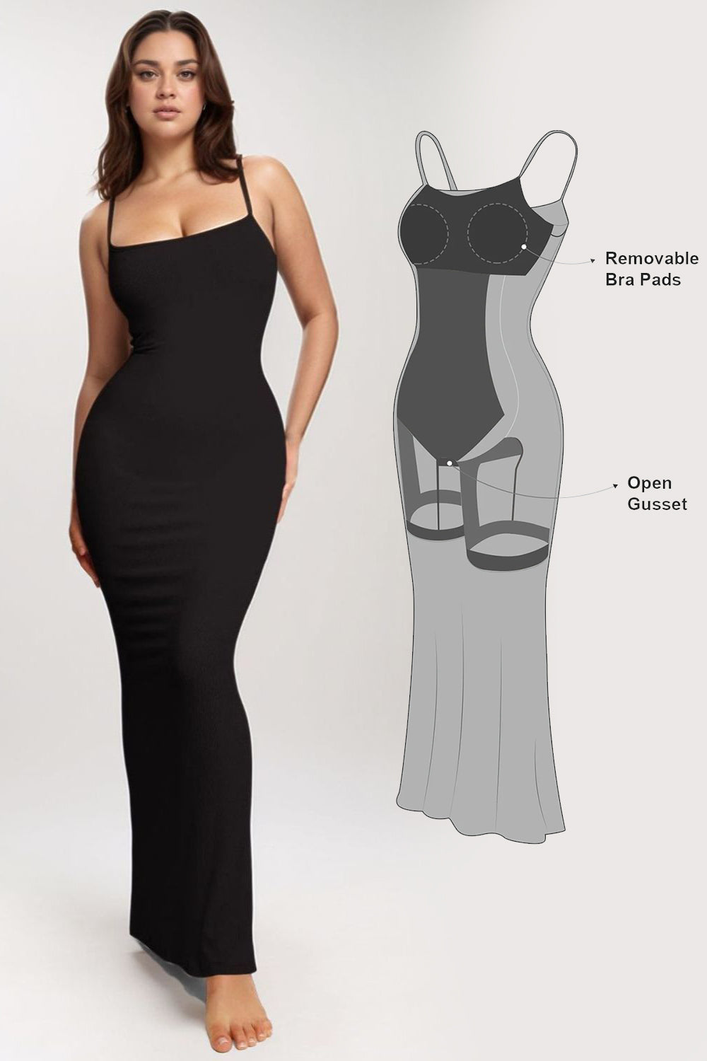 Sleeveless Maxi Dress Built-In Shapewear