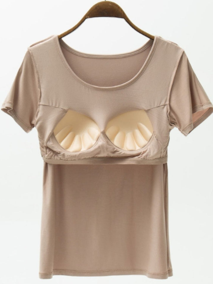 Round Neck Modal T-Shirt with Bra