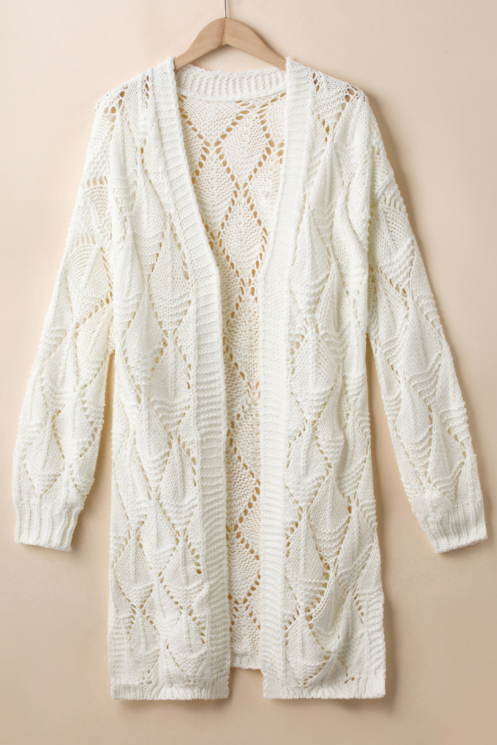 Openwork Open Front Long Sleeve Cardigan