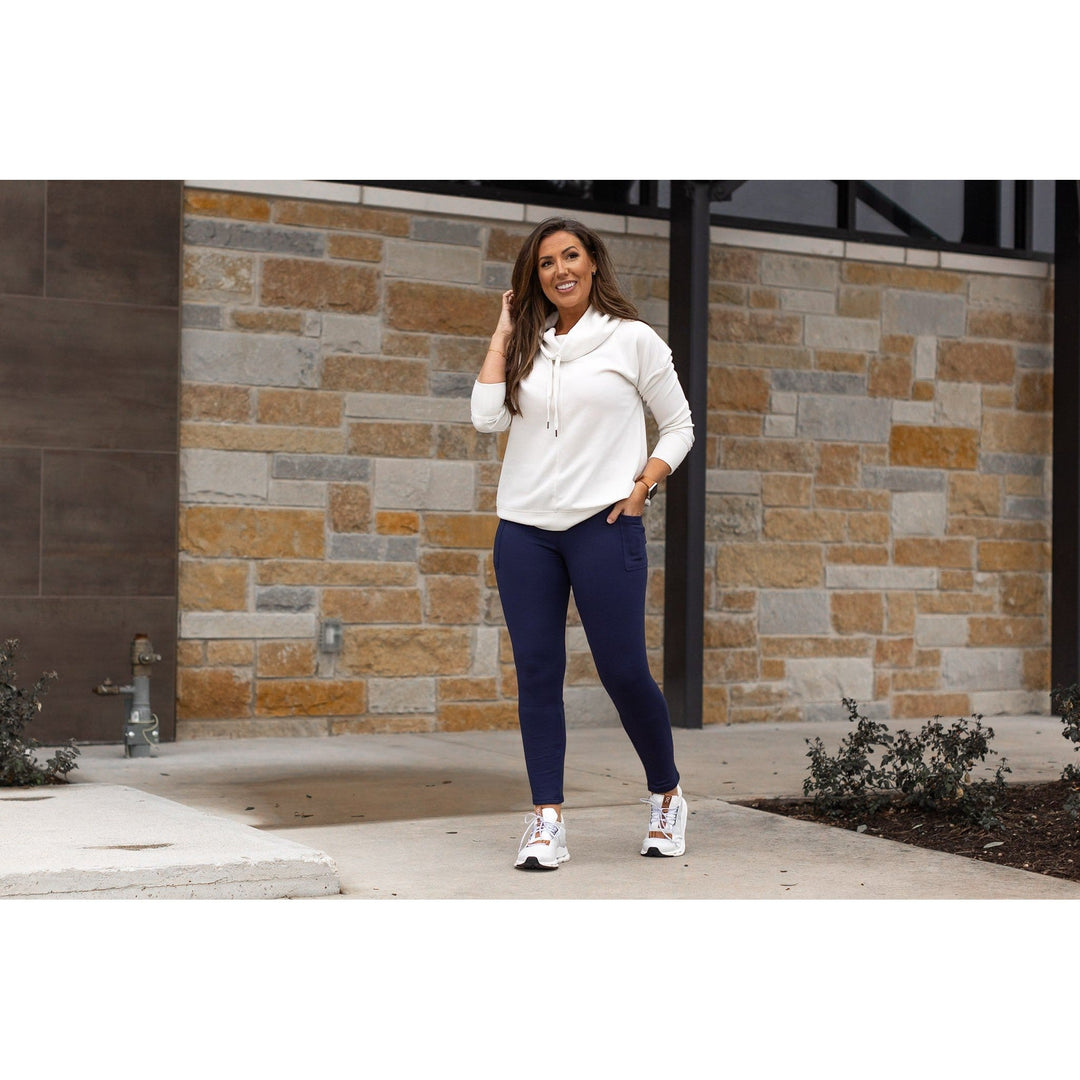 Ready to Ship | Navy FLEECE Full Length with Pocket Leggings  - Luxe Leggings by Julia Rose®