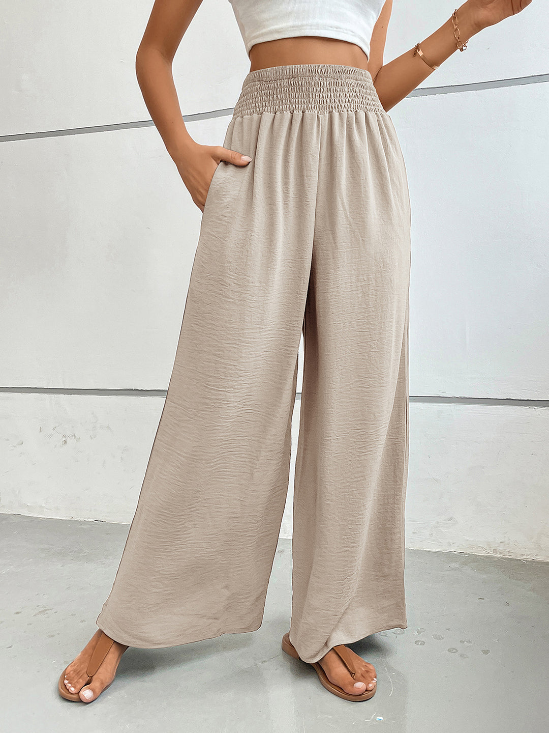 Perfee Wide Leg Pants with Pockets