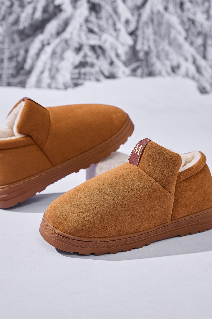 Letter M Suede Round Toe Slippers