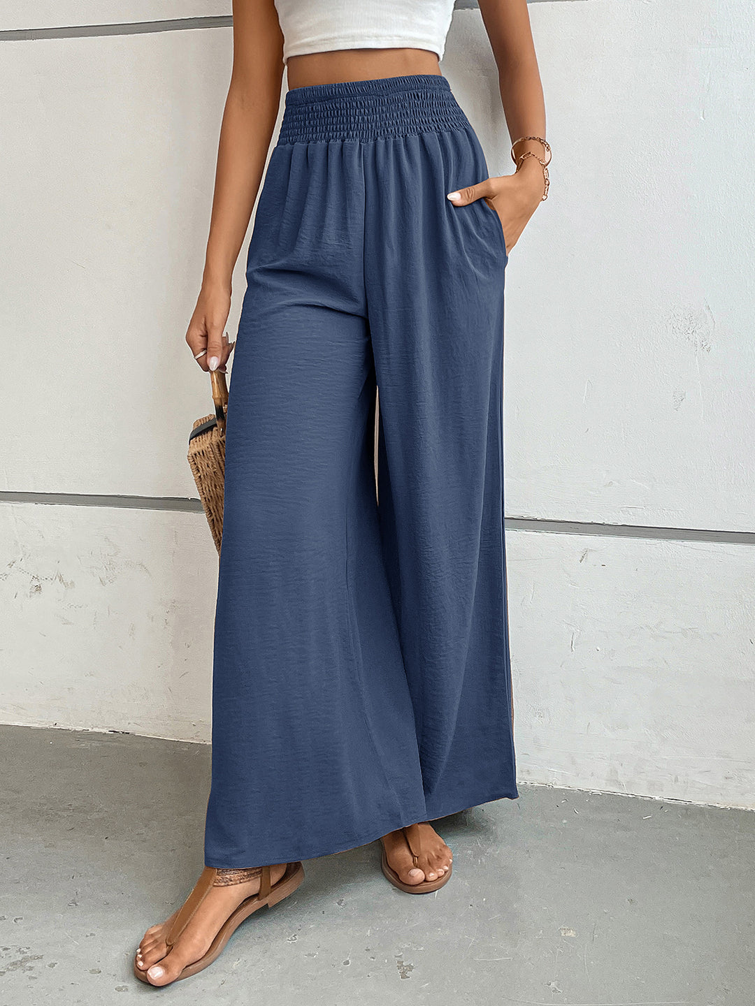 Perfee Wide Leg Pants with Pockets