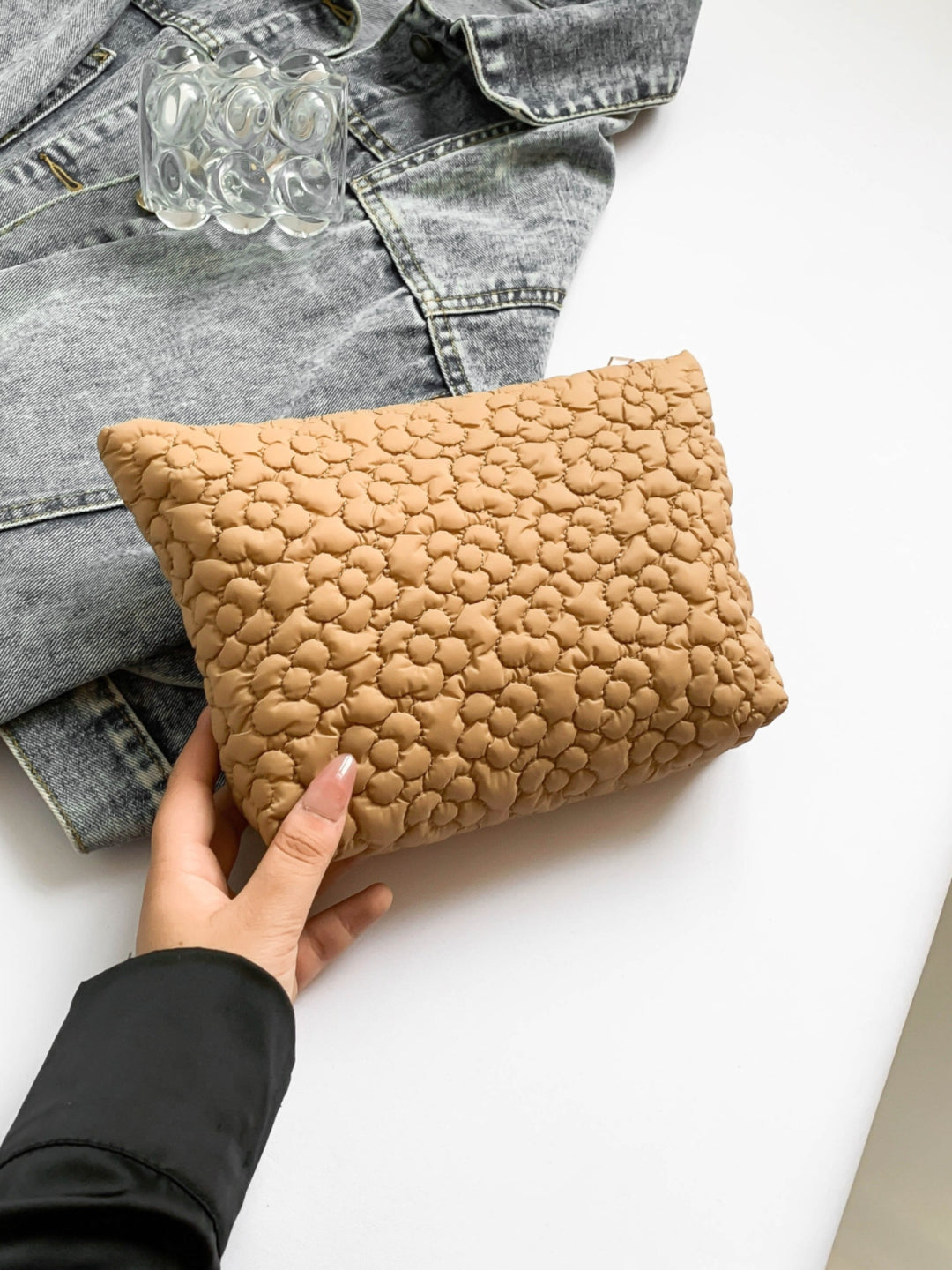 Flower Texture Polyester Clutch