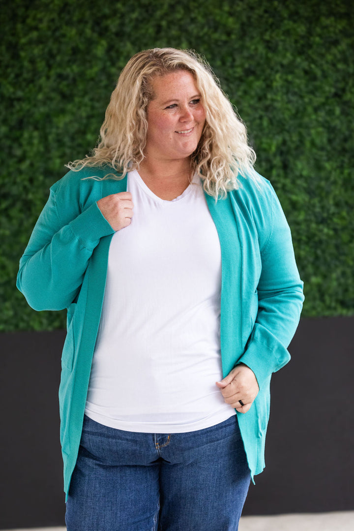 IN STOCK High Pocket Cardigan - Teal FINAL SALE