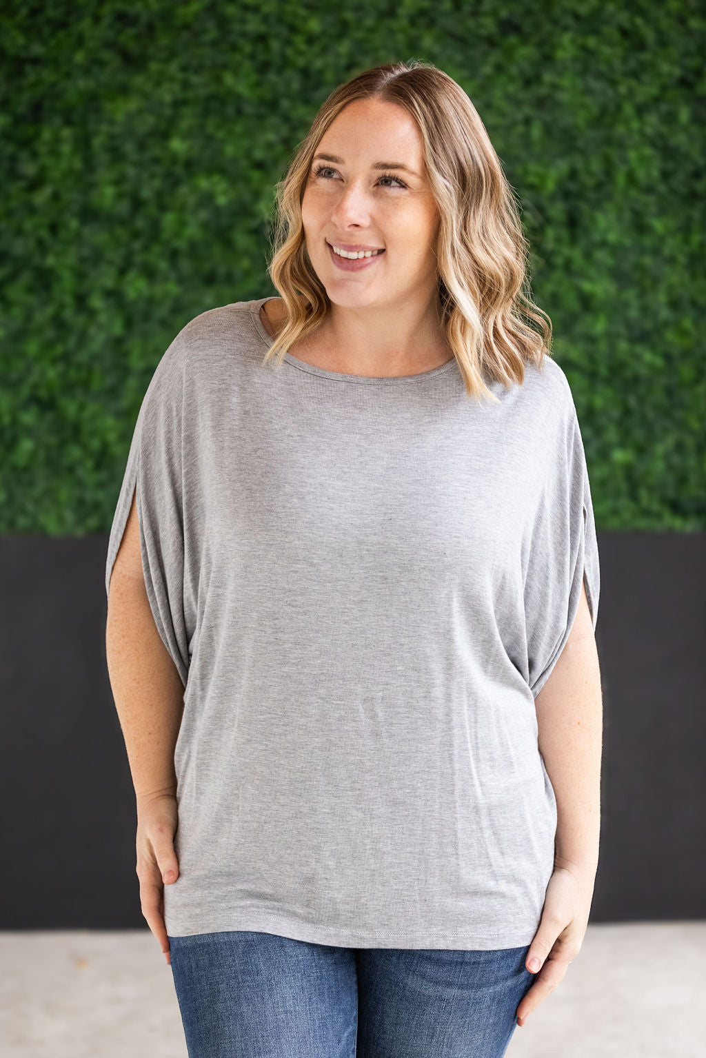 IN STOCK Darcy Dolman Top - Light Grey