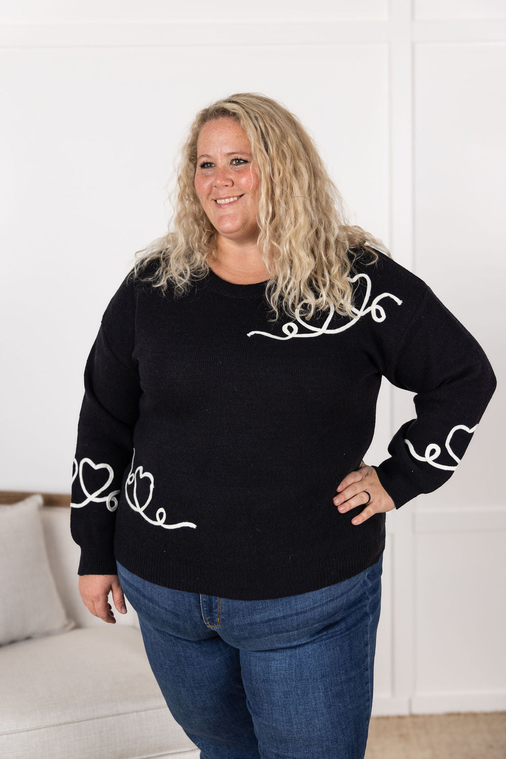 IN STOCK Black Hearts Sweater