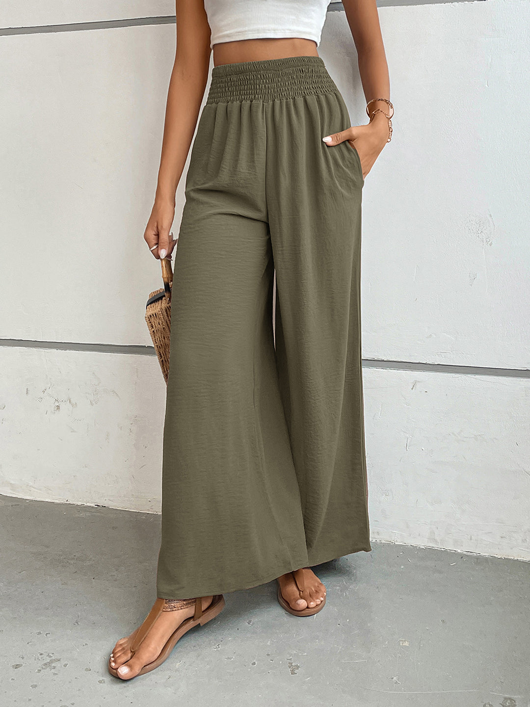 Perfee Wide Leg Pants with Pockets