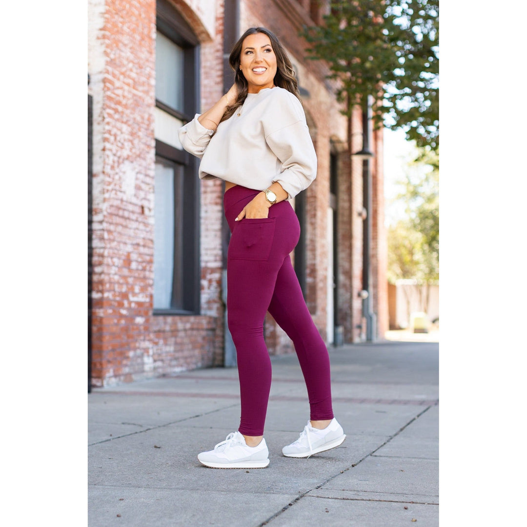 * OW MAROON FULL-LENGTH Leggings with POCKET