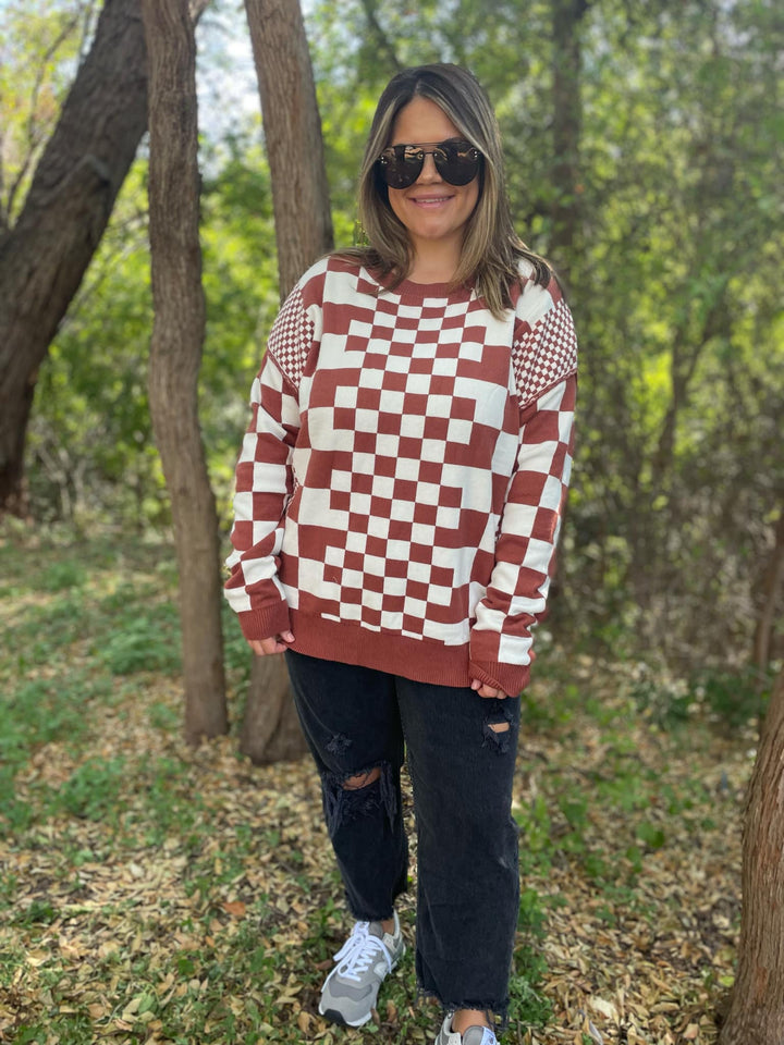 All Checkered Out Sweater in Four Colors