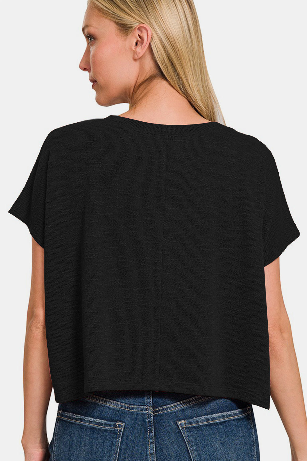 Zenana V-Neck Short Sleeve Crop T-Shirt - OW *FINAL SALE*
