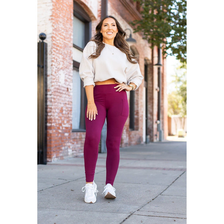 * OW MAROON FULL-LENGTH Leggings with POCKET