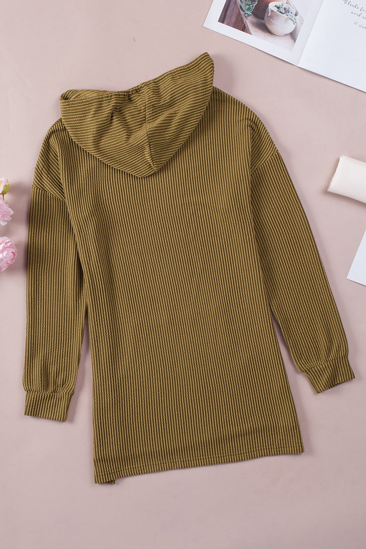 Drawstring Texture Long Sleeve Hoodie