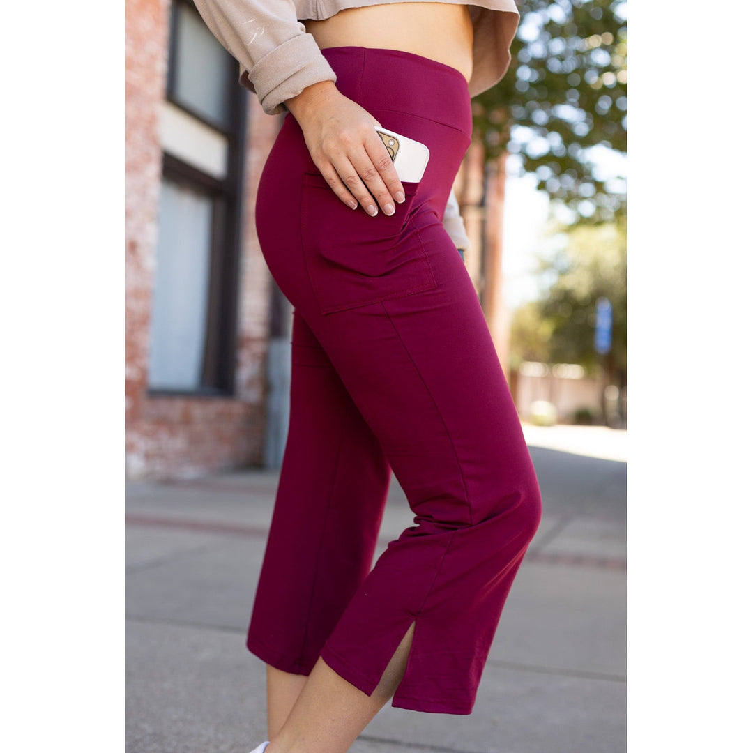 The Courtney - Maroon High Waisted Gaucho Pants - by Julia Rose