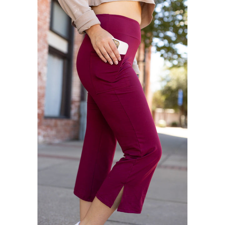 The Courtney - Maroon High Waisted Gaucho Pants - by Julia Rose