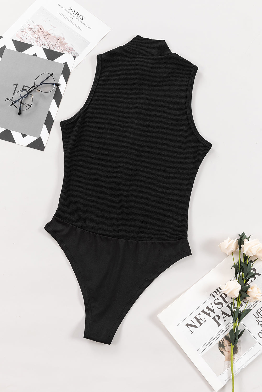 Higher and Higher Ribbed Zip Up Bodysuit