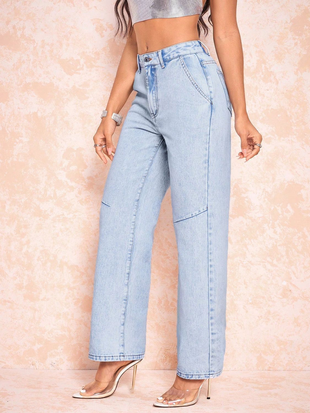 Straight Leg Jeans with Pockets