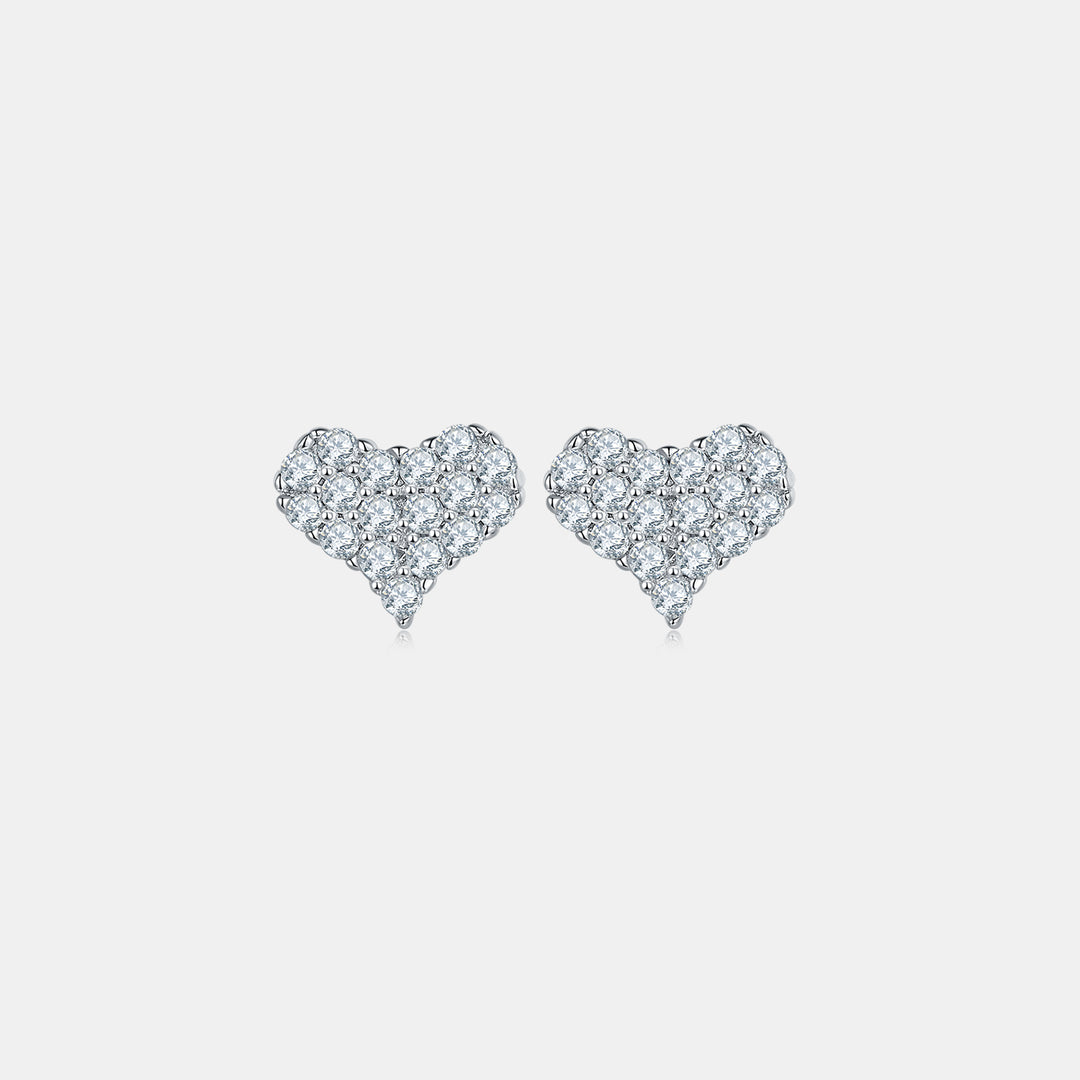 Moissanite 925 Sterling Silver Heart Stud Earrings