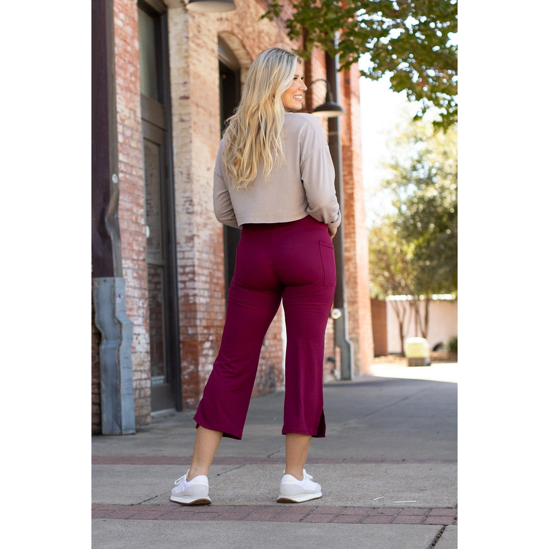 The Courtney - Maroon High Waisted Gaucho Pants - by Julia Rose