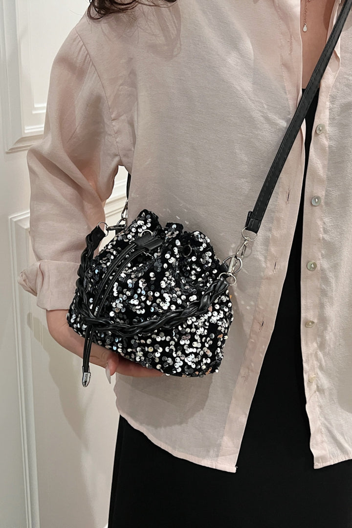 Sequin Drawstring Bucket Bag