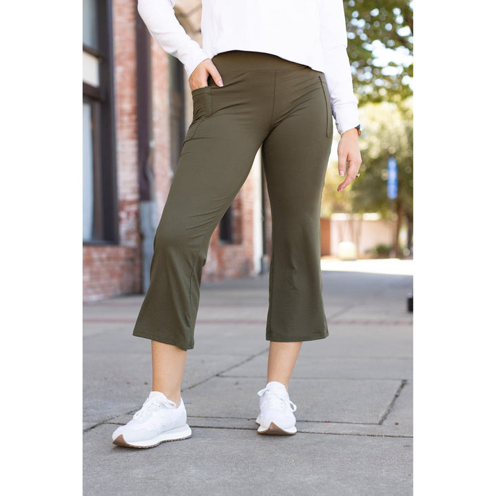 The Shyla - Olive High Waisted Gaucho Pants- by Julia Rose