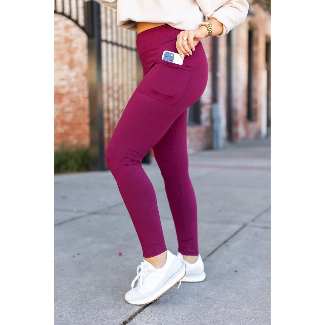 * OW MAROON FULL-LENGTH Leggings with POCKET