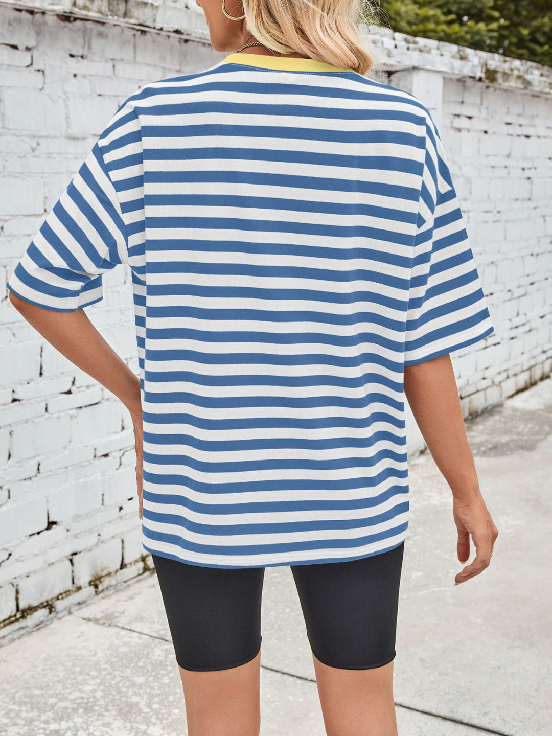 Lovelet Striped Round Neck Half Sleeve T-Shirt