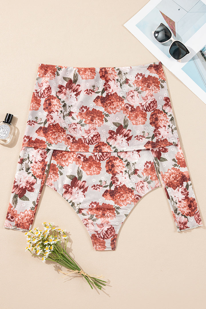 Floral Off-Shoulder Long Sleeve Bodysuit