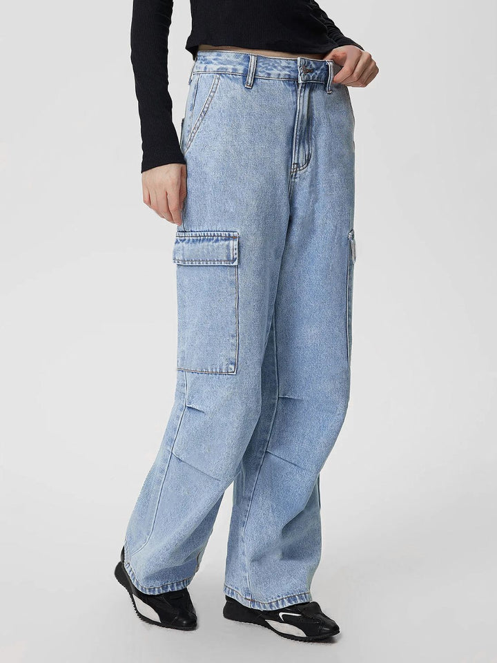 Mid-Rise Waist Jeans with Pockets