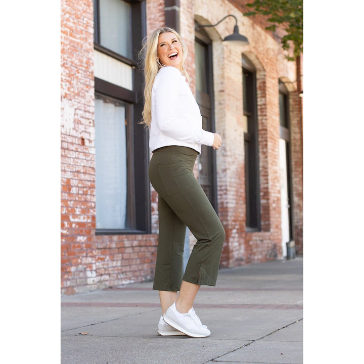 The Shyla - Olive High Waisted Gaucho Pants- by Julia Rose