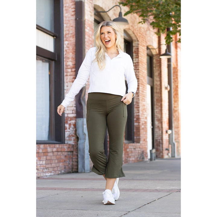 The Shyla - Olive High Waisted Gaucho Pants- by Julia Rose