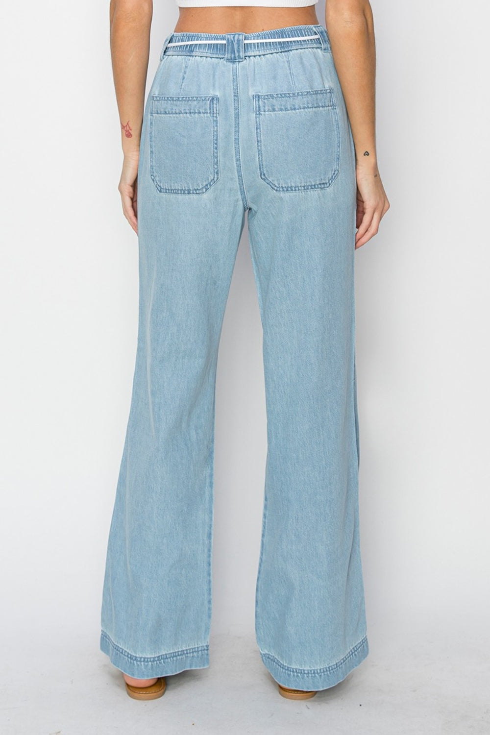 RISEN High Rise Straight Linen Style Jeans - OW *FINAL SALE*