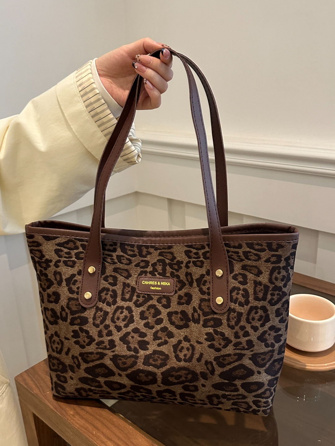 Leopard Polyester Tote Bag