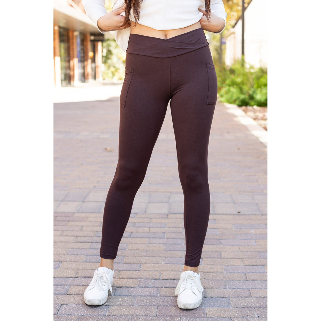 * OW BROWN FLEECE FULL-LENGTH Leggings with POCKETS