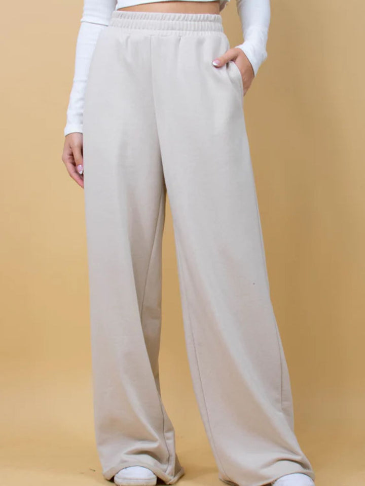 Elastic Waist Wide Leg Pants