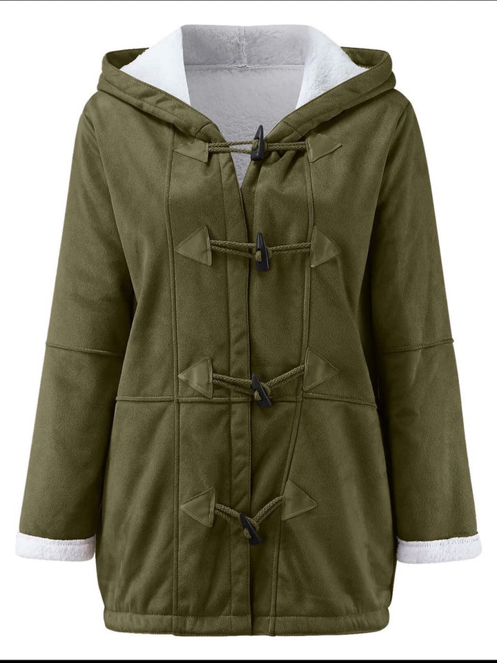 Full Size Pocketed Long Sleeve Hooded Toggle Jacket