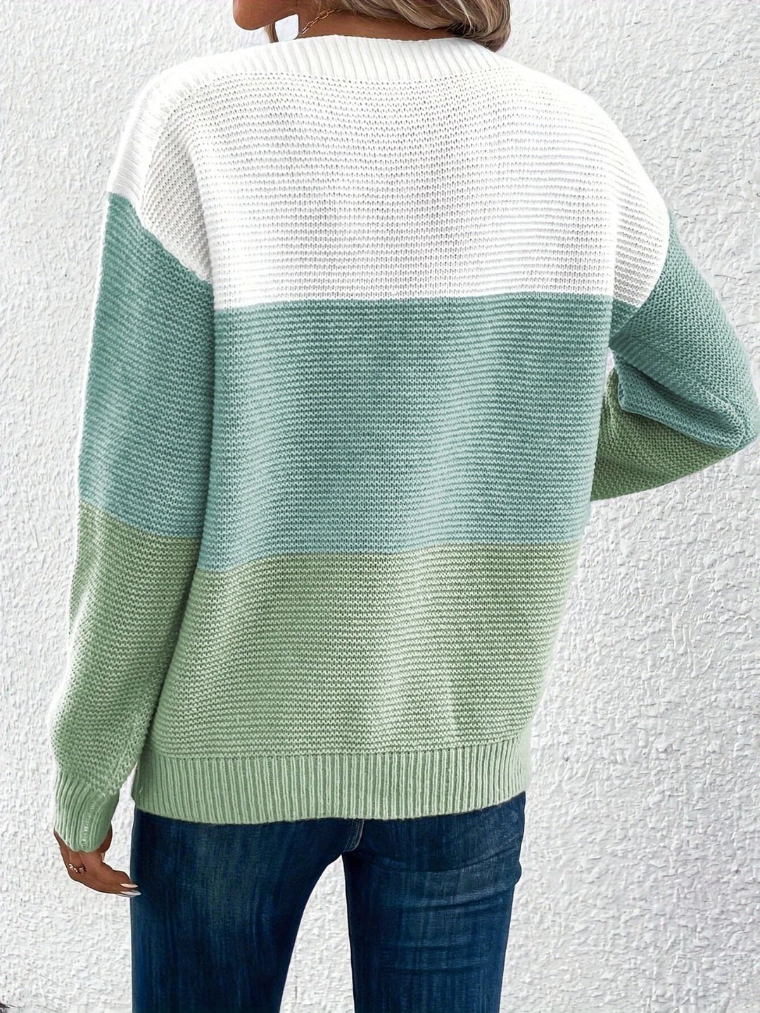 Color Block Boat Neck Sweater