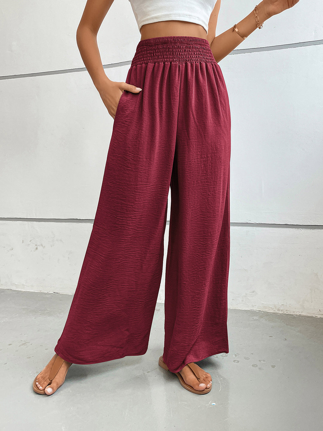 Perfee Wide Leg Pants with Pockets