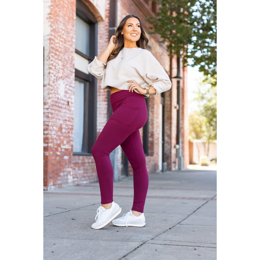 * OW MAROON FULL-LENGTH Leggings with POCKET