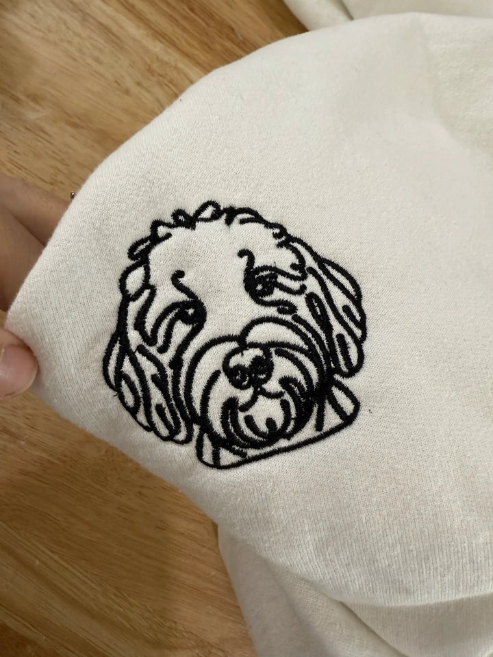 EMBROIDERED POCKET DOG LINE ART