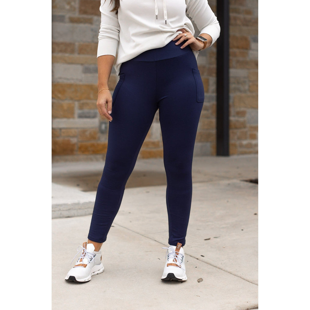 Ready to Ship | Navy FLEECE Full Length with Pocket Leggings  - Luxe Leggings by Julia Rose®