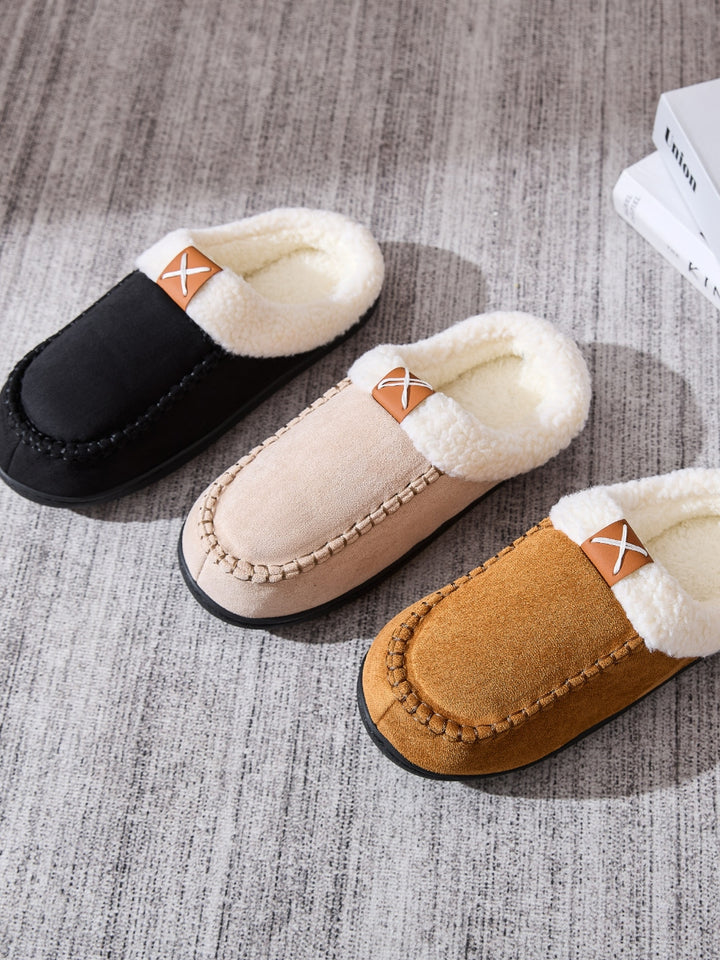 Contrast Round Toe Flat Slippers