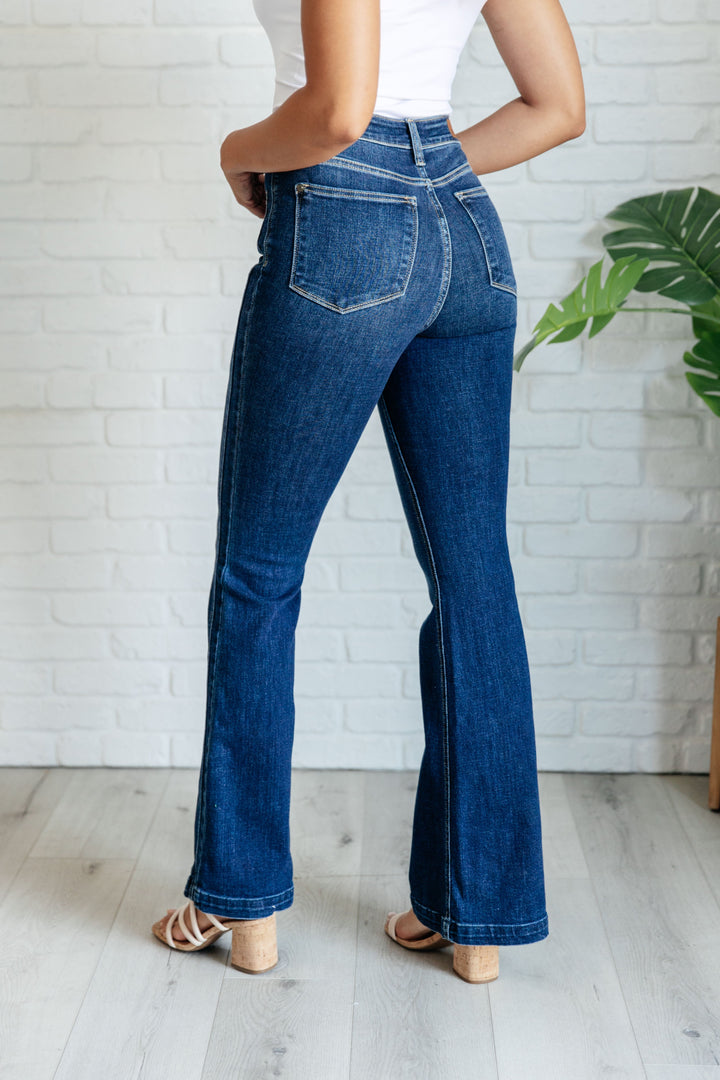 Mavis High Rise Side Seam Detail Judy Blue Flare Jeans