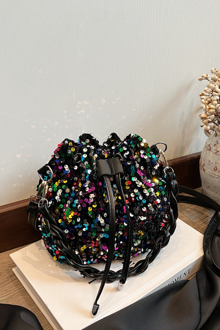 Sequin Drawstring Bucket Bag