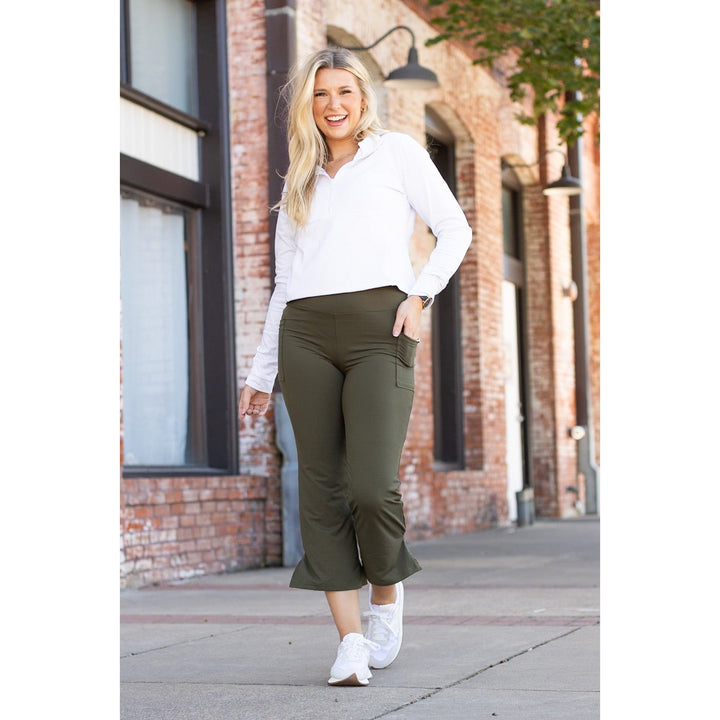 The Shyla - Olive High Waisted Gaucho Pants- by Julia Rose