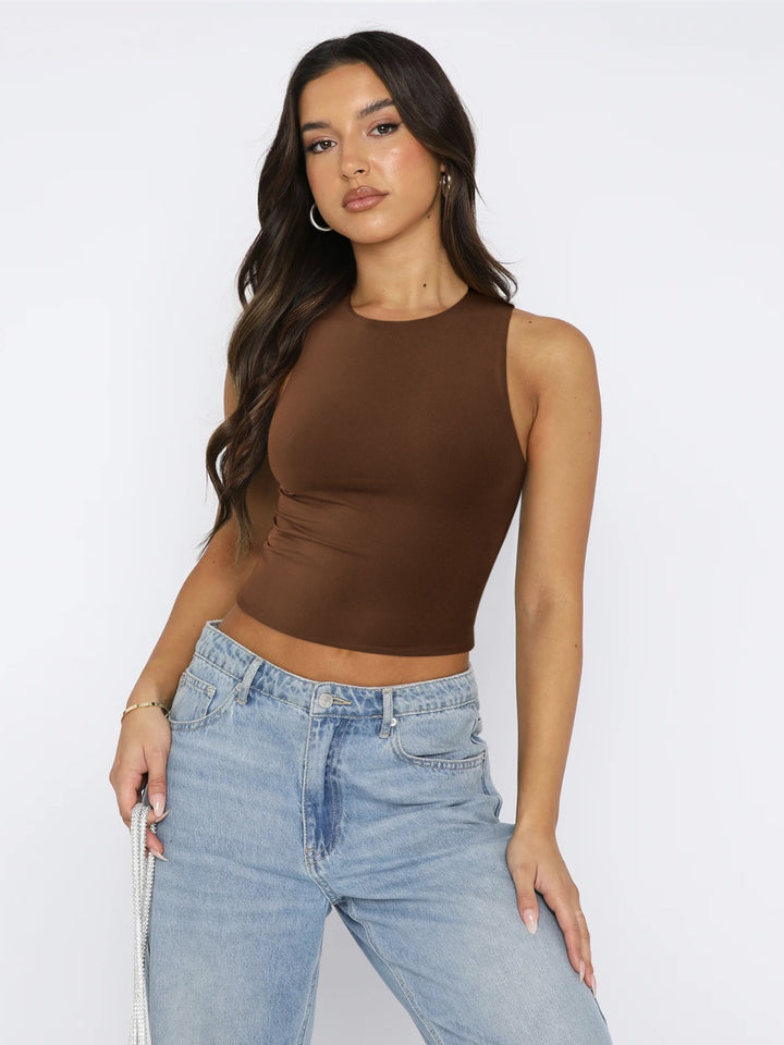 RaeLynn Round Neck Cropped Tank