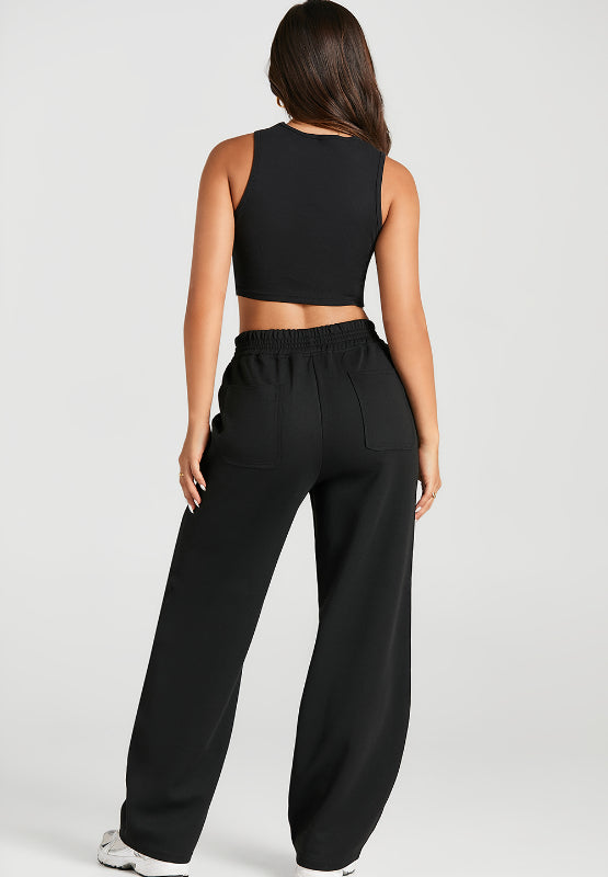 Elastic Waist Sweatpants with Pockets