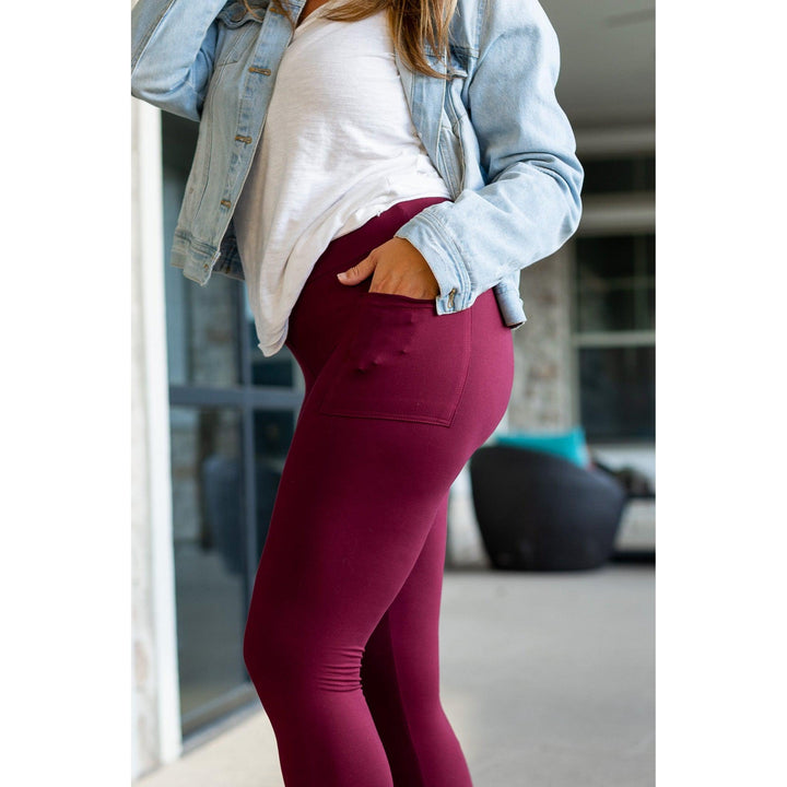 * OW MAROON FULL-LENGTH Leggings with POCKET