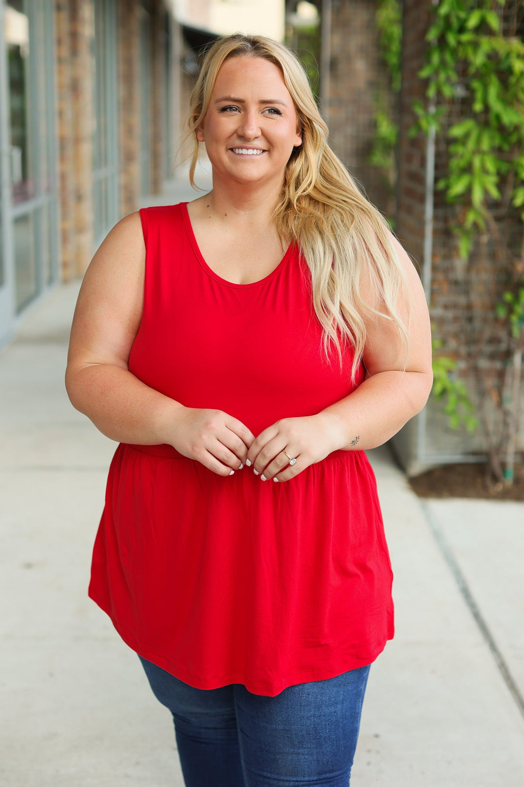 IN STOCK Renee Ruffle Tank - Red