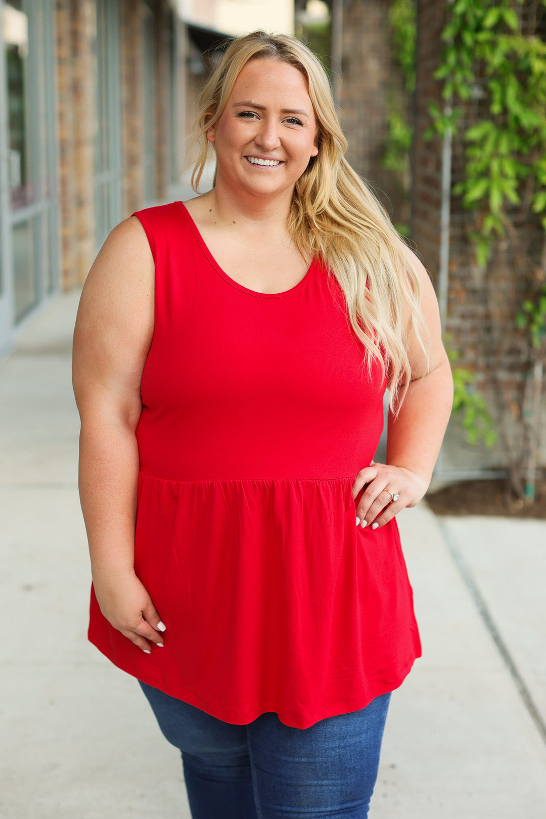 IN STOCK Renee Ruffle Tank - Red